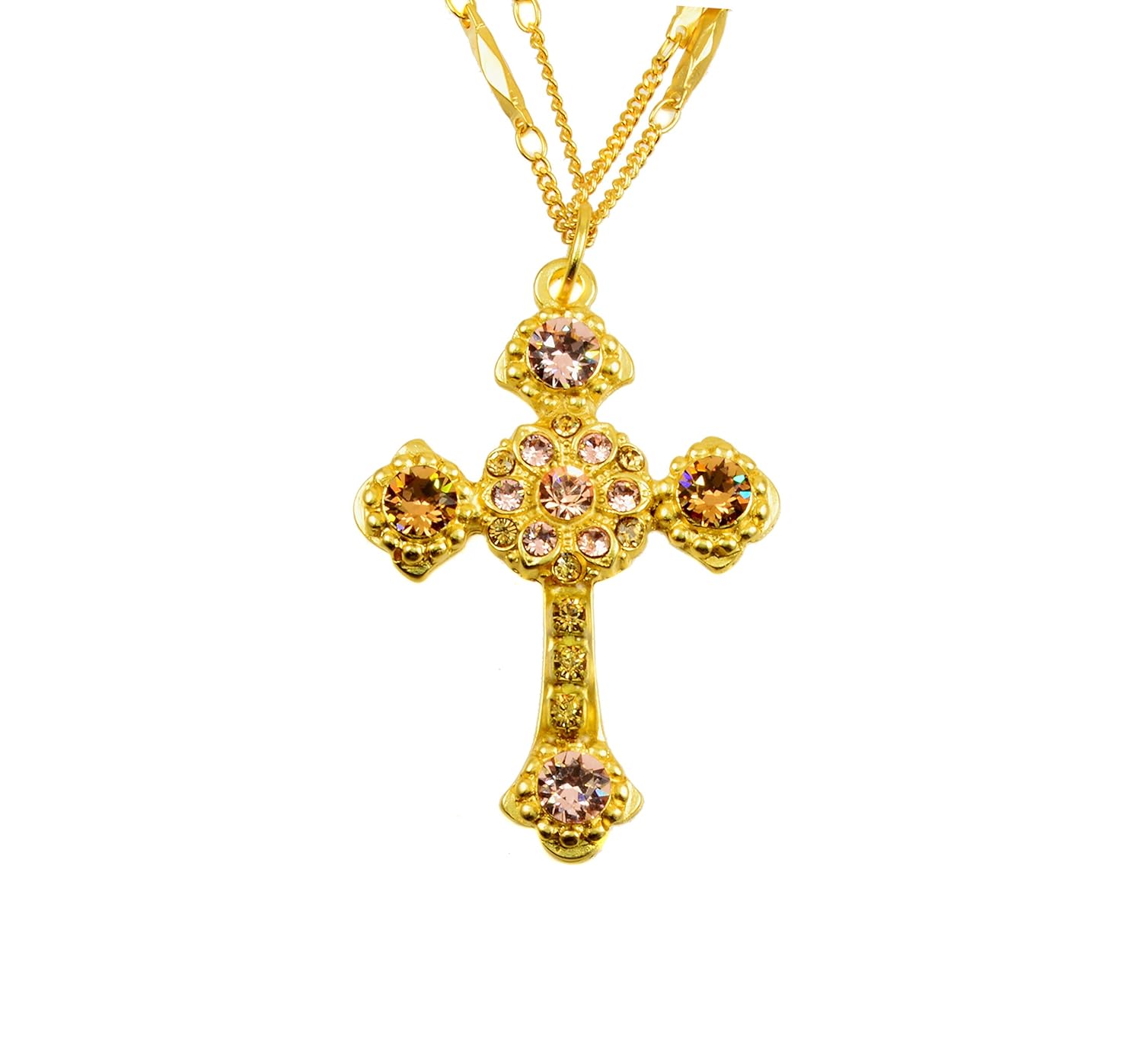 mariana " 金色郁金香 " 镀金施华洛世奇* elaborate 十字架项链,16